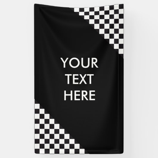 Car Racing / Chess Pattern + uw ruggengraat. en id Spandoek (Verticaal)