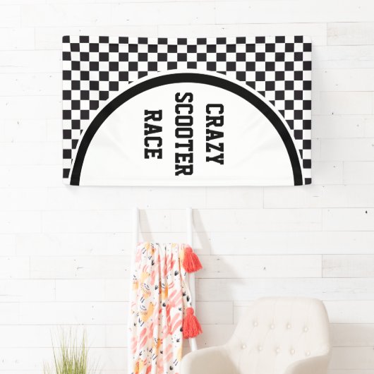 Car Racing / Chess Pattern + uw ruggengraat. en id Spandoek (Insitu)