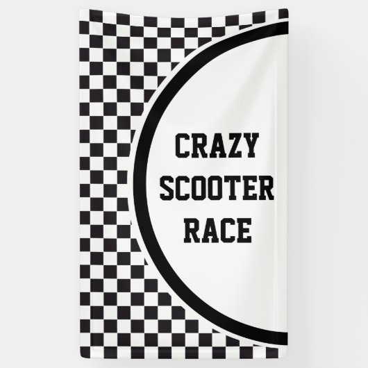 Car Racing / Chess Pattern + uw ruggengraat. en id Spandoek (Verticaal)