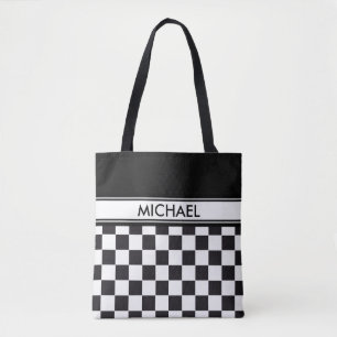 Car Racing / Chess Pattern + uw ruggengraat. en id Tote Bag