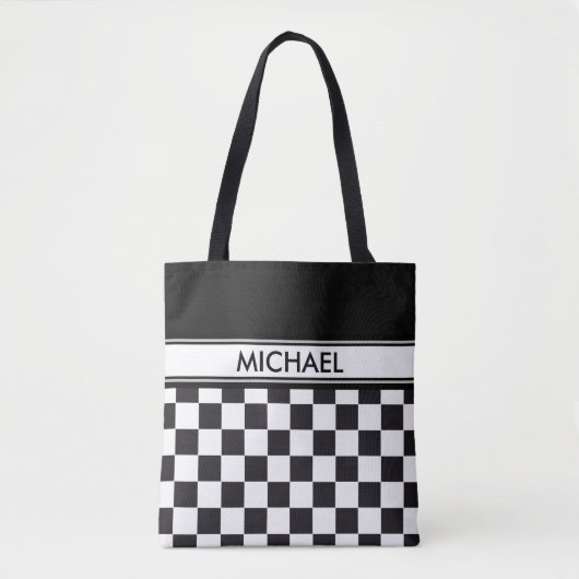 Car Racing / Chess Pattern + uw ruggengraat. en id Tote Bag (Voorkant)