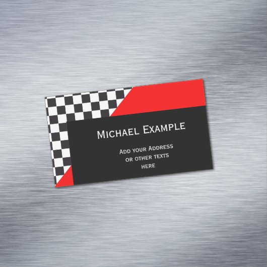 Car Racing / Chess Pattern + uw ruggengraat. en te Magnetisch Visitekaartje (Voorbeeld)