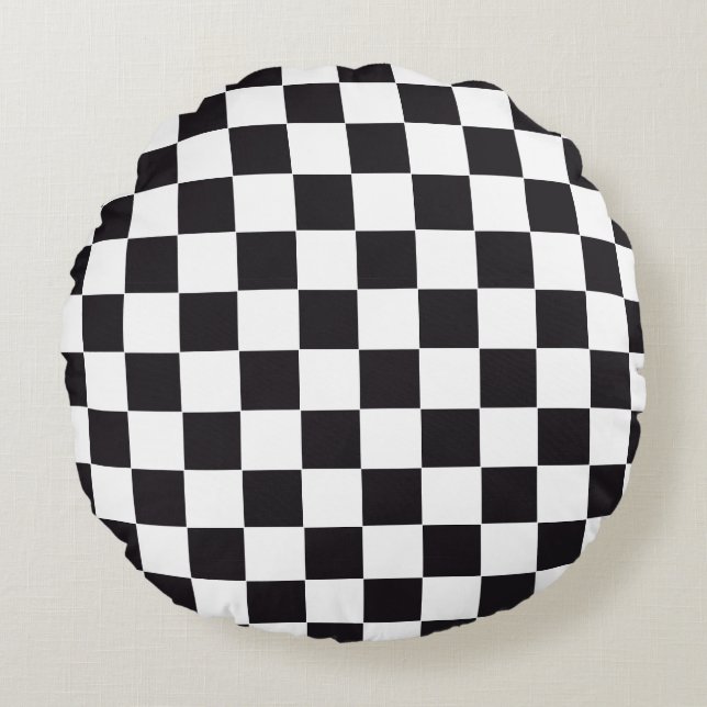 Car Racing / Chess Pattern + uw ruggengraat. en te Rond Kussen (Voorkant)