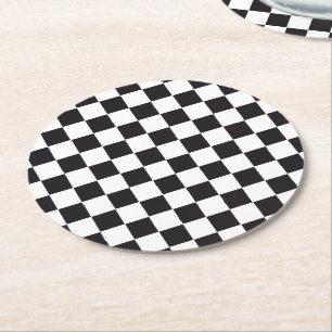 Car Racing / Chess Pattern + uw ruggengraat. en te Ronde Kartonnen Onderzetter