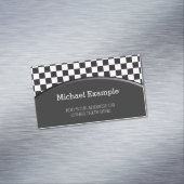 Car Racing / Chess Pattern + uw ruggengraat. en te Visitekaartje Magneet (Voorbeeld)