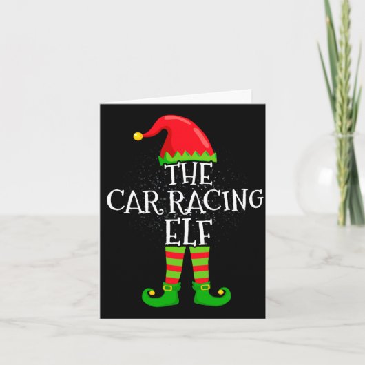 Car Racing Elf Family Matching Christmas Group  Kaart (Voorkant)