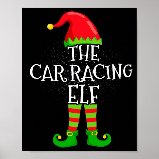 Car Racing Elf Family Matching Christmas Group  Poster (Voorkant)