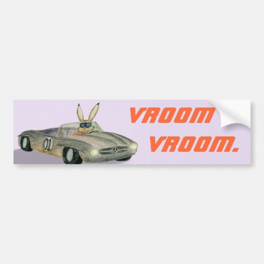 Car Racing Rabbit Bumpersticker (Voorkant)