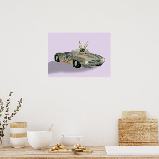 Car Racing Rabbit Poster (Keuken)