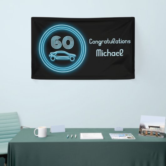 Car Racing Theme 'Neon' Blue op Black Custom Man Spandoek (Beurs)