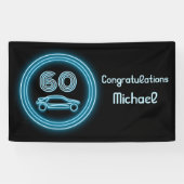 Car Racing Theme 'Neon' Blue op Black Custom Man Spandoek (Horizontaal)
