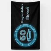 Car Racing Theme 'Neon' Blue op Black Custom Man Spandoek (Verticaal)