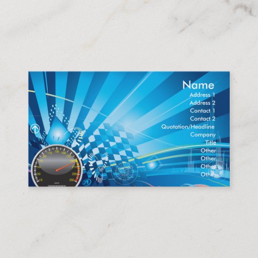 CAR RACING THEME VISITEKAARTJE (Voorkant)