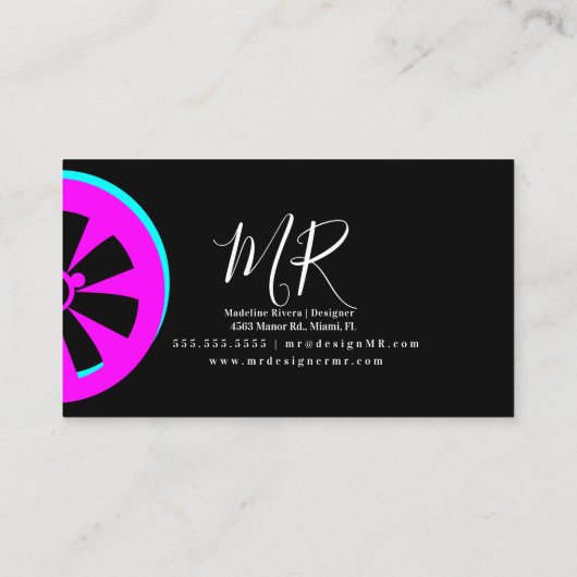 Car Rim Neon Pink Black Visitekaartje (Achterkant)