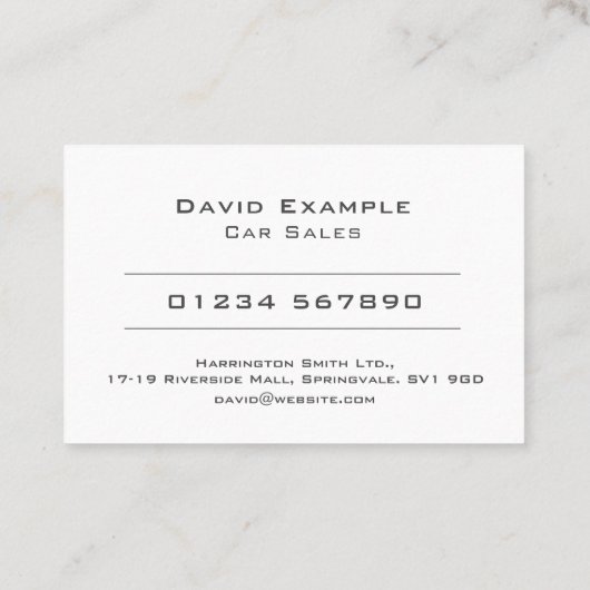 Car Sales Visitekaartje (Achterkant)