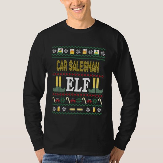 Car Salesman Elf Christmas T-shirt (Voorkant)