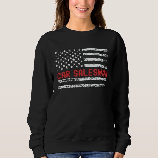 Car Salesman USA Flag Profession Retro Job Title Trui (Voorkant)