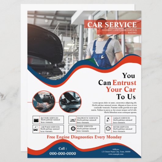 Car Service Flyer Sjabloon (Voorkant / Achterkant)