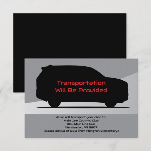 Car Service Party Bus Kaart Vervoer SUV (Voorkant / Achterkant)