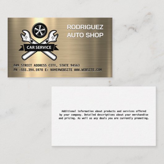 Car Service | Wrenches Wheel Logo Visitekaartje (Voorkant / Achterkant)