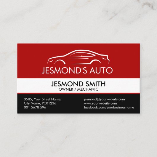 Car Silhouette - Mechanische automatische reparati Visitekaartje (Voorkant)