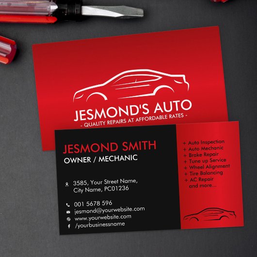 Car Silhouette - Mechanische automatische reparati Visitekaartje