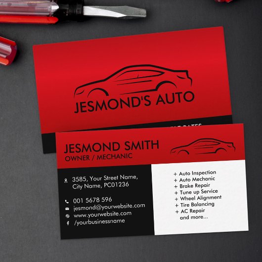 Car Silhouette - Mechanische automatische reparati Visitekaartje