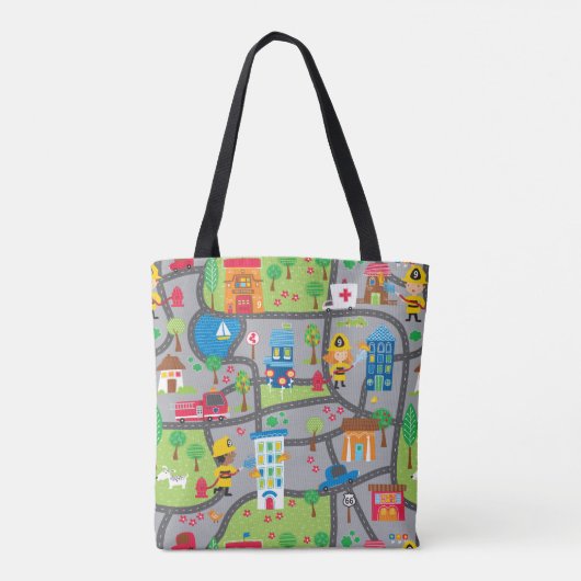 Car Town Canvas tas (Achterkant)