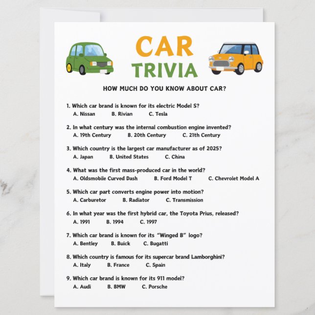 Car Trivia Game (Voorkant)