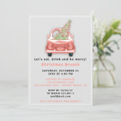 Car Truck Merry Kerstmis Brunch Dinner Blush Kaart (Staand voorkant)