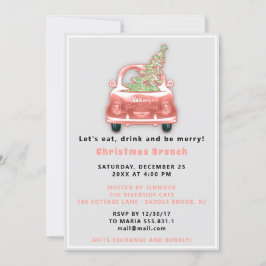 Car Truck Merry Kerstmis Brunch Dinner Blush Kaart
