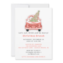 Car Truck Merry Kerstmis Brunch Dinner White