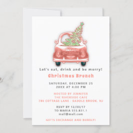 Car Truck Merry Kerstmis Brunch Dinner White Kaart