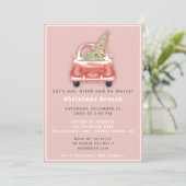 Car Truck Merry Kerstmis Brunch Roos Kaart (Staand voorkant)