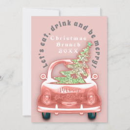 Car Truck Merry Kerstmis Brunch Roos Kaart