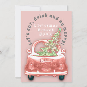 Car Truck Merry Kerstmis Brunch Roos Kaart
