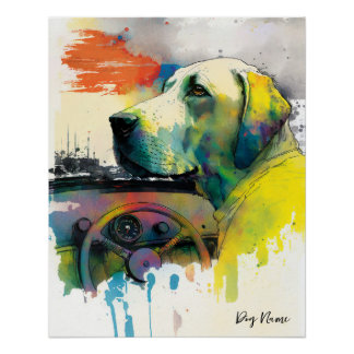Car, Vehicle - Labrador Retriever Dog 004 Perfect Poster