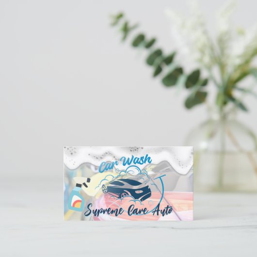 Car Wash and Bubbles Logo | zeepschuim Visitekaartje (Staand voorkant)