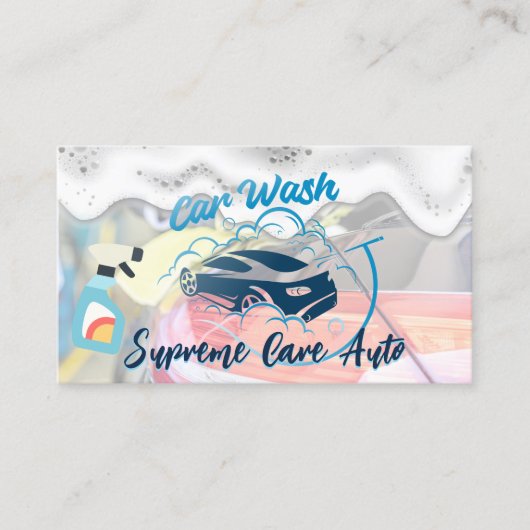 Car Wash and Bubbles Logo | zeepschuim Visitekaartje (Voorkant)