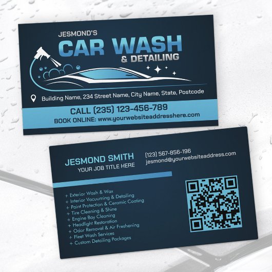 Car Wash and Detailing Professioneel Slank Visitekaartje