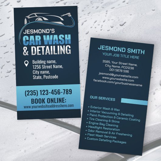 Car Wash and Detailing Professioneel Slank Visitekaartje