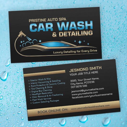 Car Wash and Detailing Professioneel Slank Visitekaartje