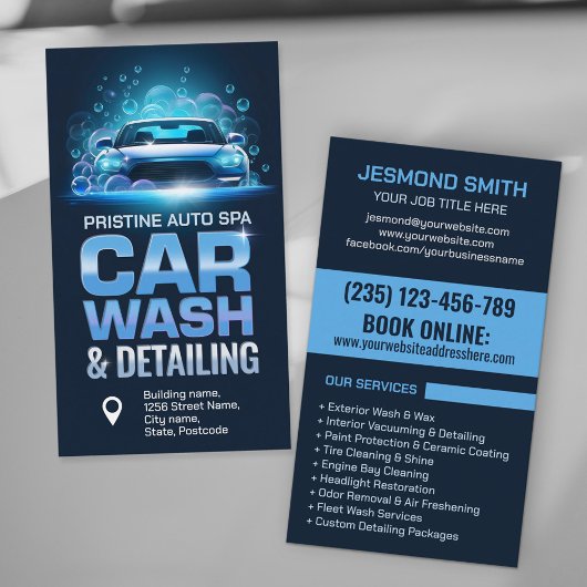 Car Wash and Detailing Professioneel Slank Visitekaartje