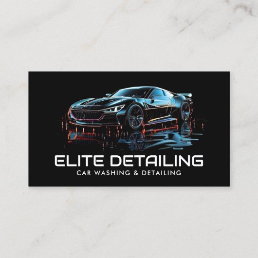 Car Wash & Auto Detailing QR Code Visitekaartje (Voorkant)