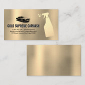 Car Wash Cleaning Service Gold Metallic Background Visitekaartje (Voorkant / Achterkant)
