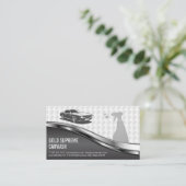 Car Wash Cleaning Service Metallic White Mesh Visitekaartje (Staand voorkant)