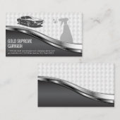 Car Wash Cleaning Service Metallic White Mesh Visitekaartje (Voorkant / Achterkant)