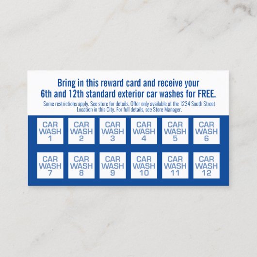 Car Wash Club - Racing Geruite Vlag Rewards Kortingskaartje (Achterkant)