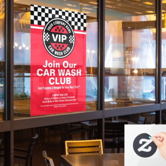 Car Wash Club - Racing Geruite Vlag Rewards Raamsticker (Restaurant Raam)