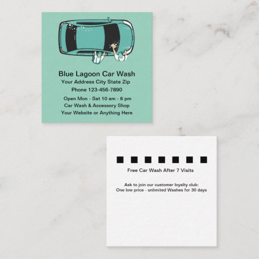 Car Wash Customer Loyalty Visitekaartjes (Voorkant / Achterkant)